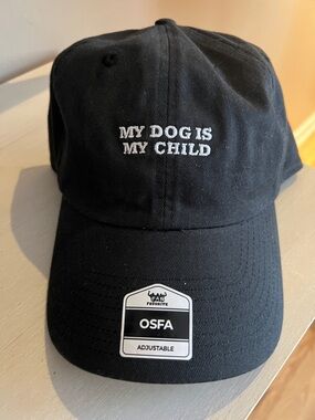 Black Embroidered 'My Dog Is My Child' Baseball Cap